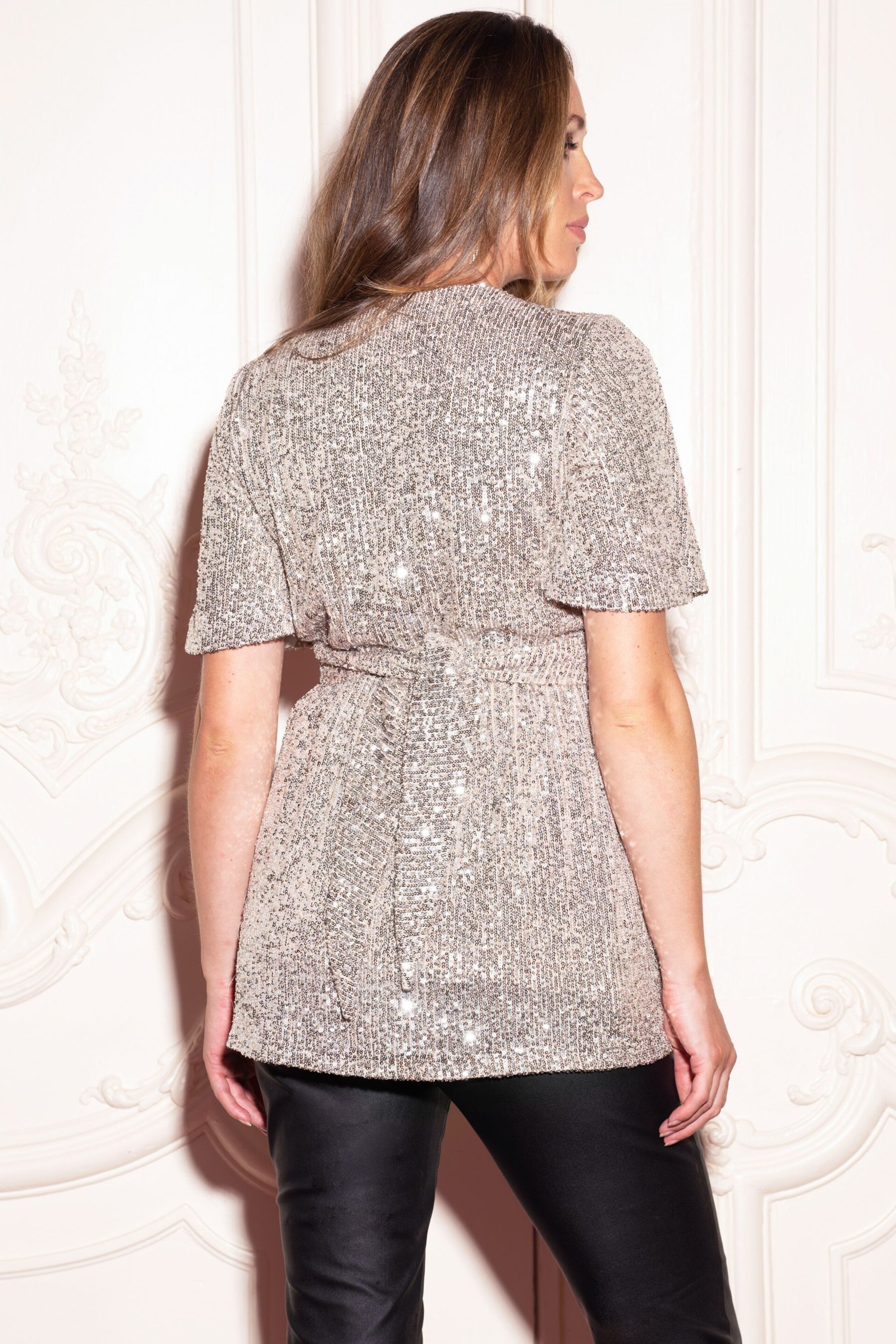 Seraphine Silver Vita Sequin Knot Top - Image 2 of 7