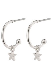 PILGRIM Silver Plated Ava Hoop Earrings with Star Drop - Image 2 of 4