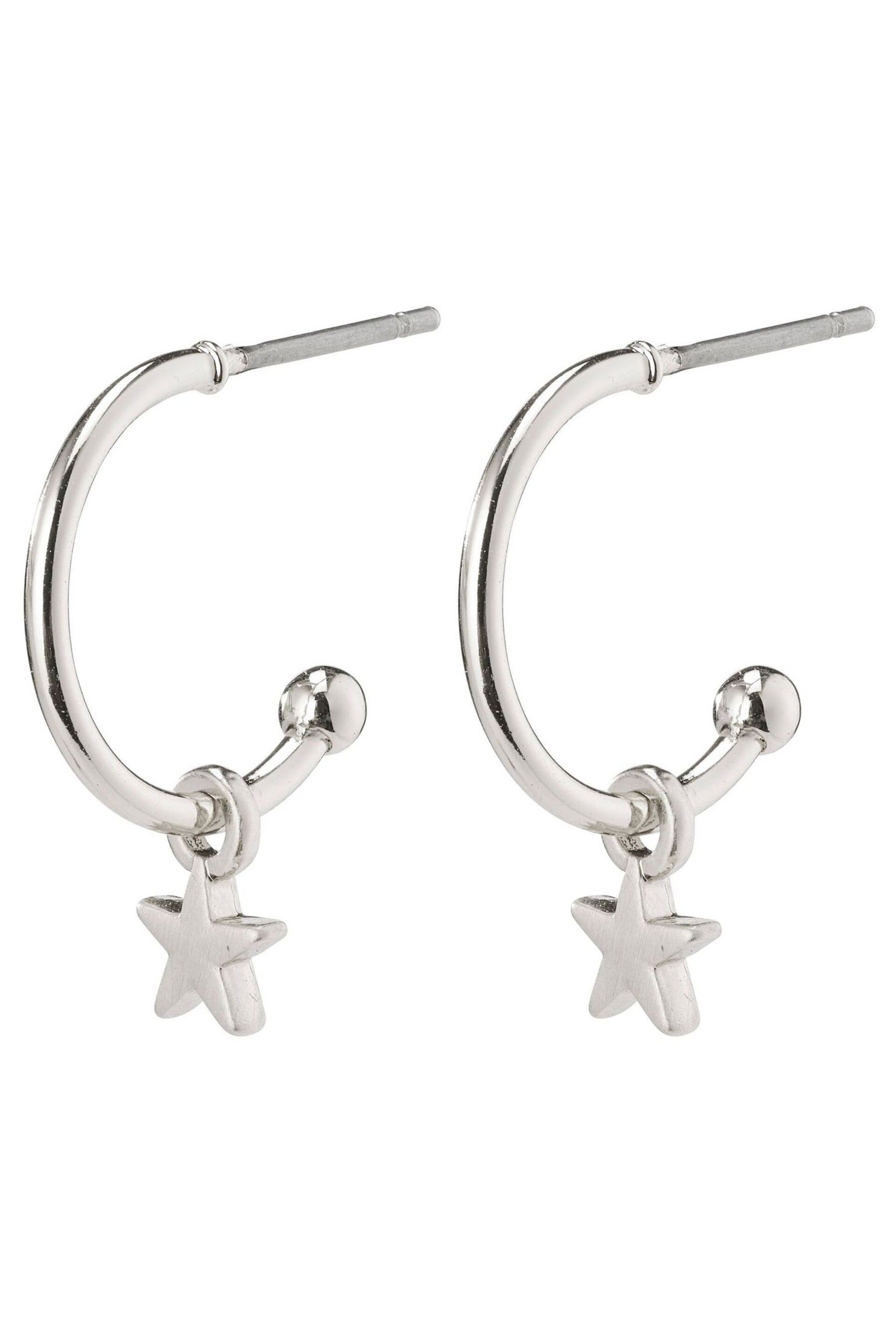 PILGRIM Silver Plated Ava Hoop Earrings with Star Drop - Image 2 of 4