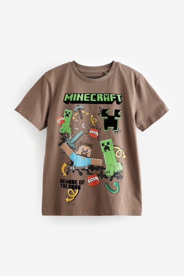 Brown Licensed Minecraft Gaming T-Shirt (4-16yrs)