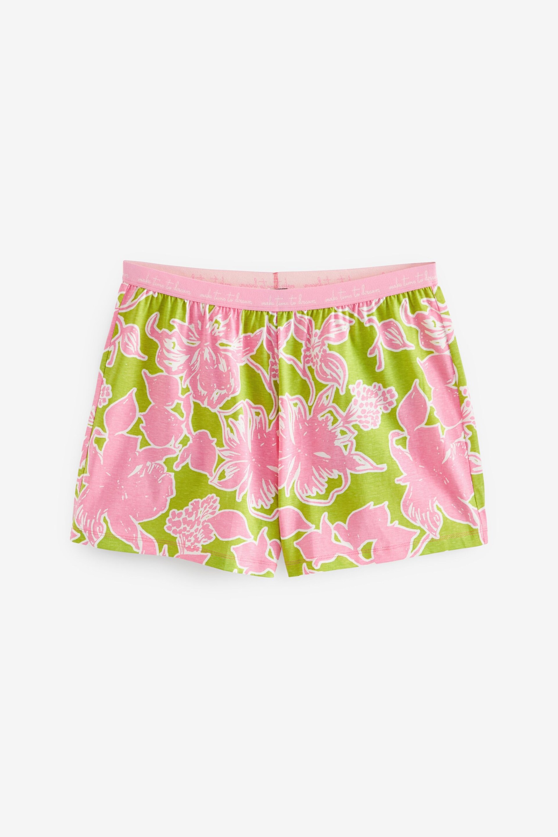 Pink Floral Cotton Short Sleeve Pyjamas - Image 3 of 4