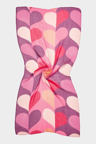 Oliver Bonas Pink Abstract Heart Pleated Lightweight Scarf