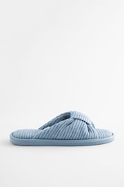 Blue Towelling Knot Slider Slippers - Image 4 of 7