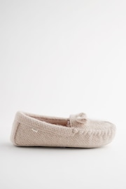 Neutral Knitted Bow Moccasin Slippers - Image 2 of 5