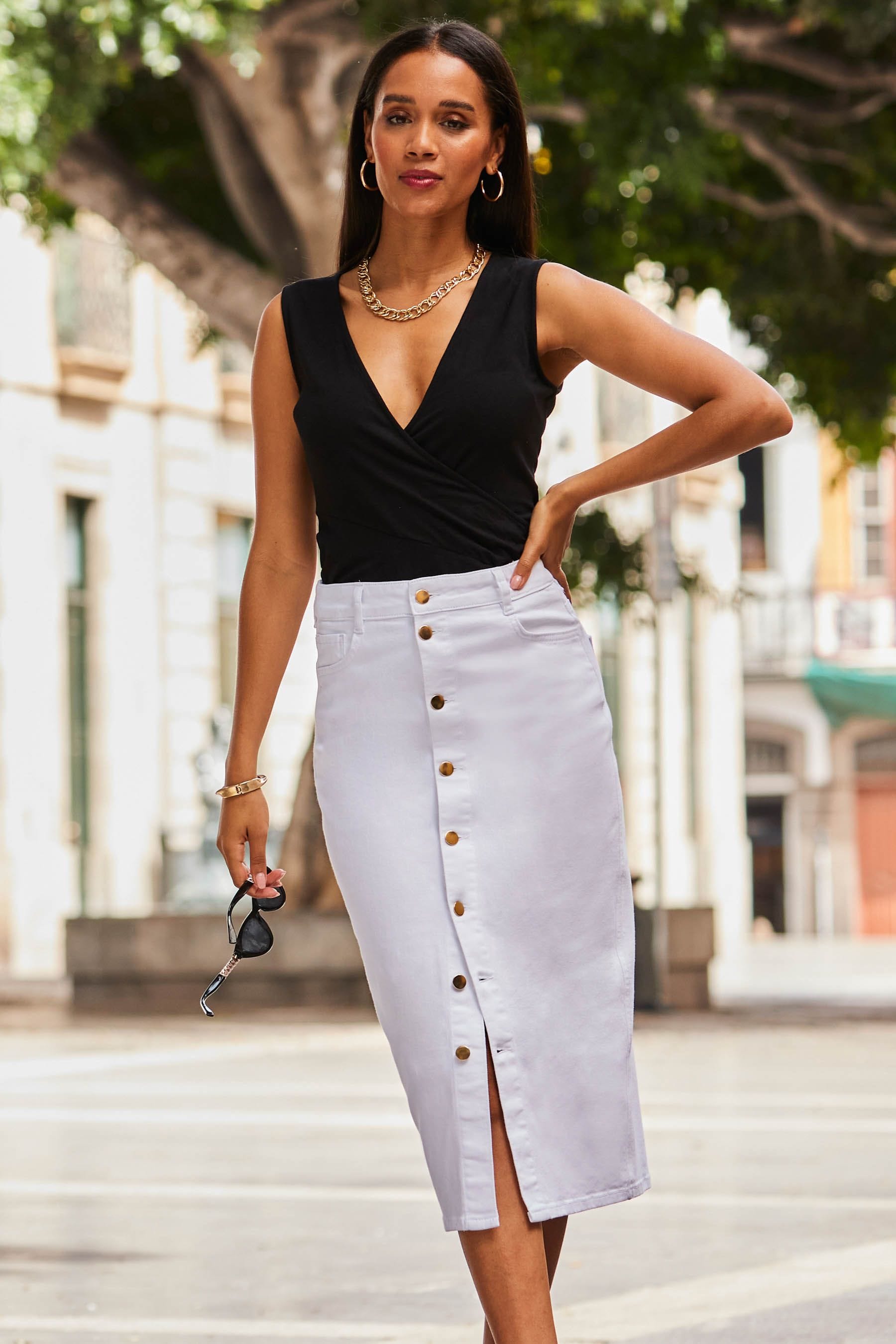 Long pencil skirt outlet white