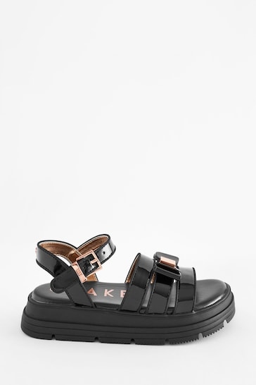 Baker by Ted Baker Girls Black Chunky Gladiator Sandals with Bow