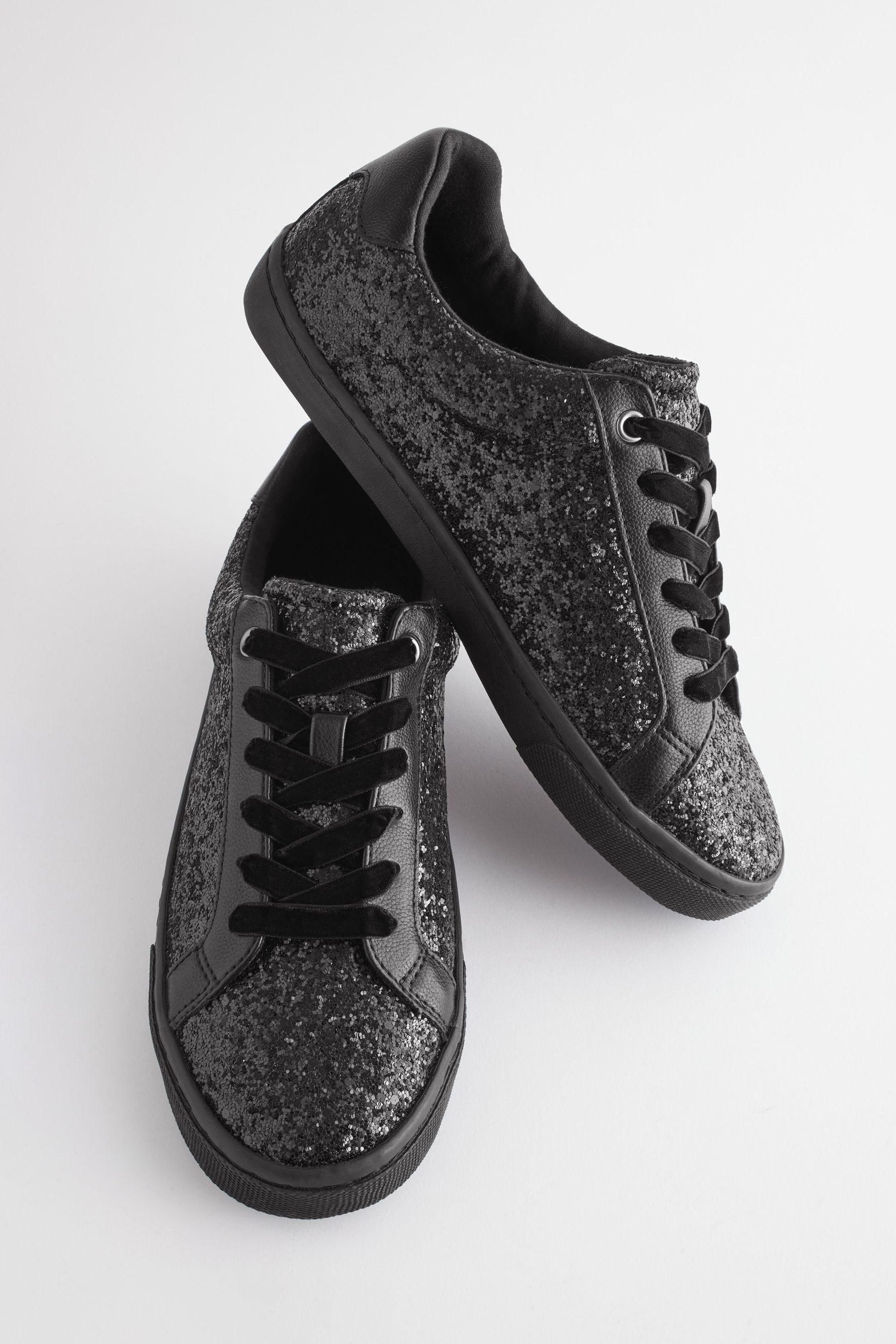 Black Forever Comfort Glitter Trainers
