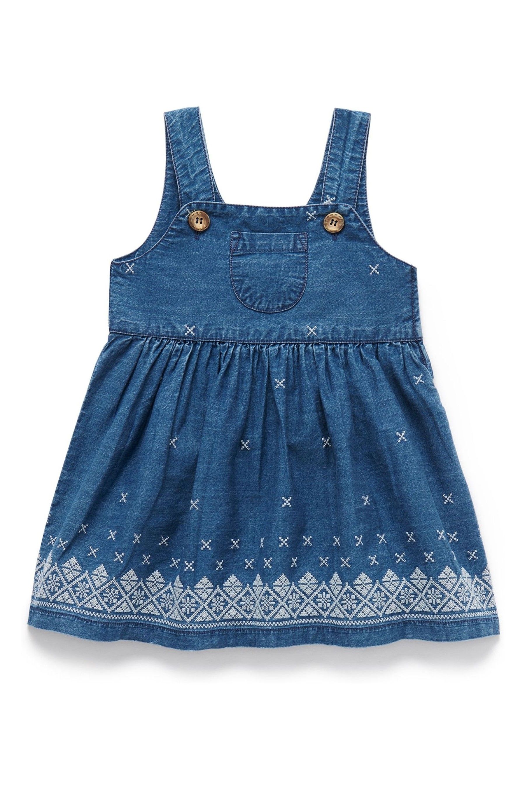 Buy Purebaby Blue Snowflake Baby Pinafore Dress from Next Luxembourg
