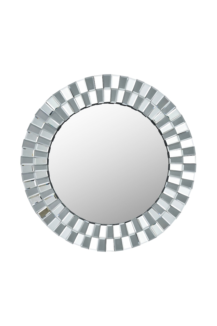 Pacific Silver Mirrored Glass Tile Round Wall Mirror - Image 2 of 6