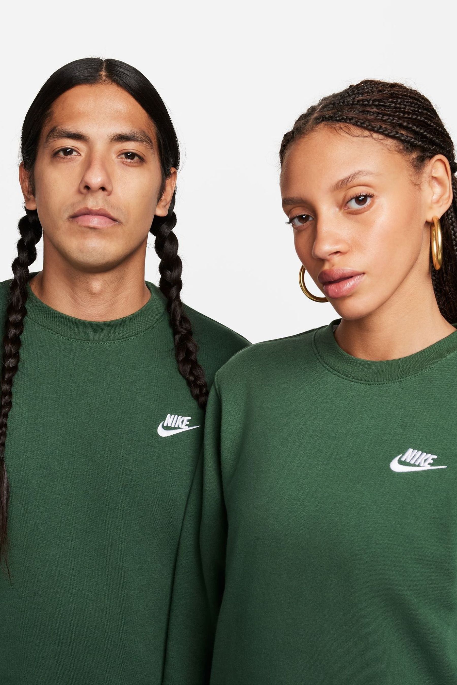 Buy Nike Dark Green Club Crew Sweatshirt from Next Luxembourg