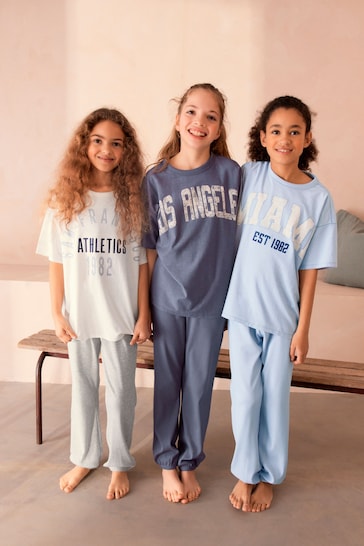 Blue/ White/ Grey Joggers Pyjamas 3 Pack (3-16yrs)