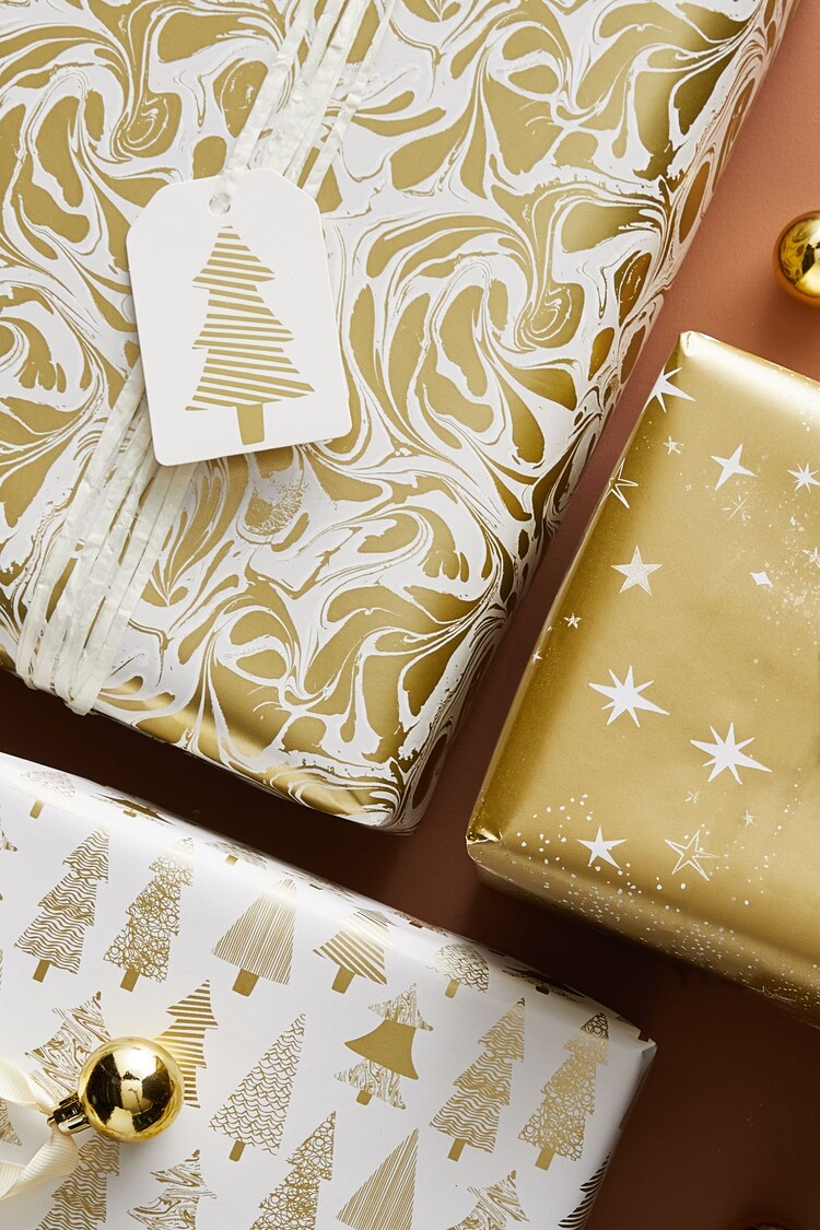 Buy Golden Trees Set of 3, 3m Christmas Wrapping Paper from Next Germany