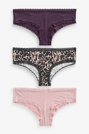 Animal Print/Purple/Blush Pink Hipster Knickers 3 Pack - Image 5 of 8