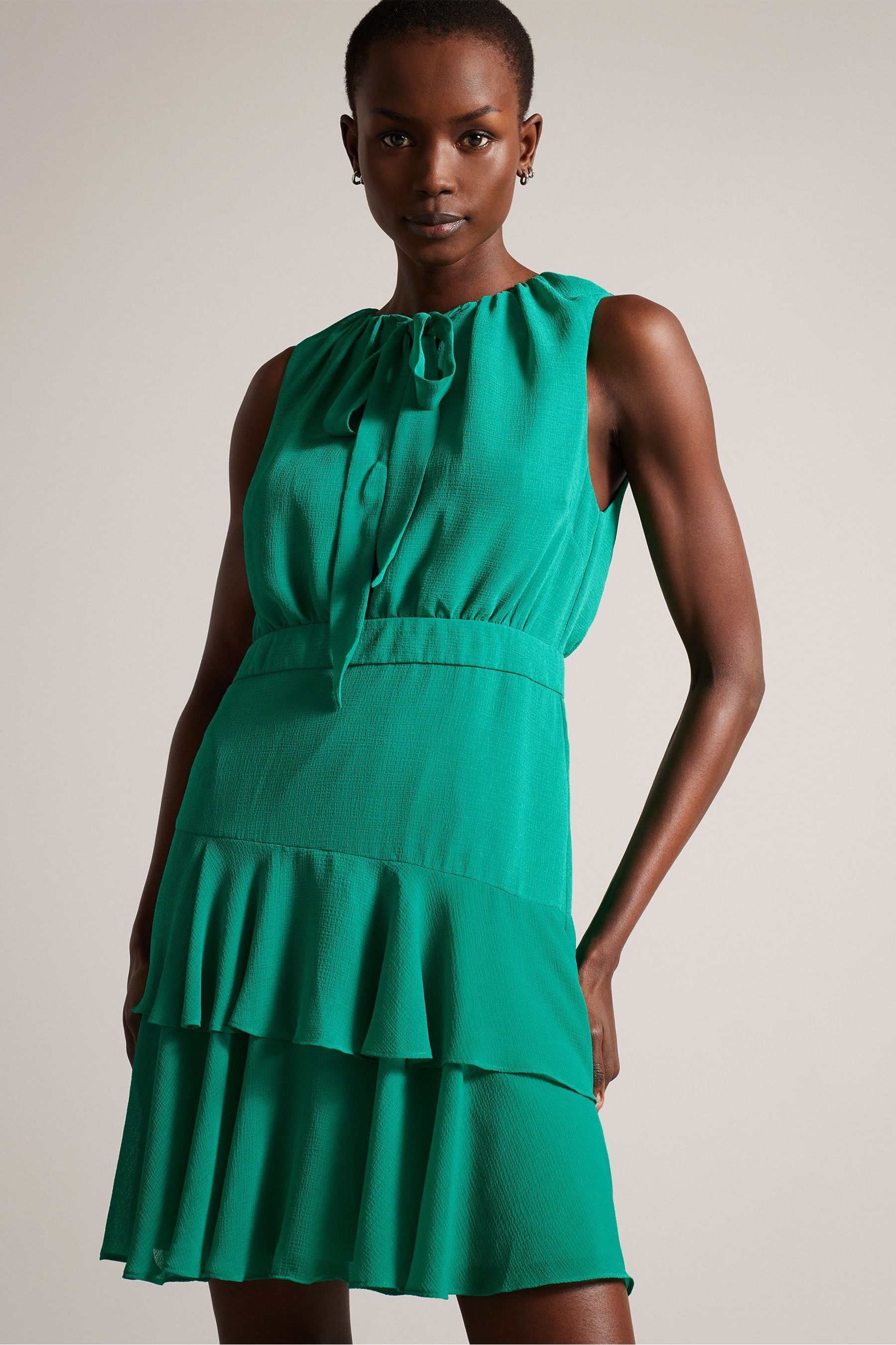 Buy Ted Baker Green Zandaa Asymmetric Tiered Mini Dress from Next Luxembourg