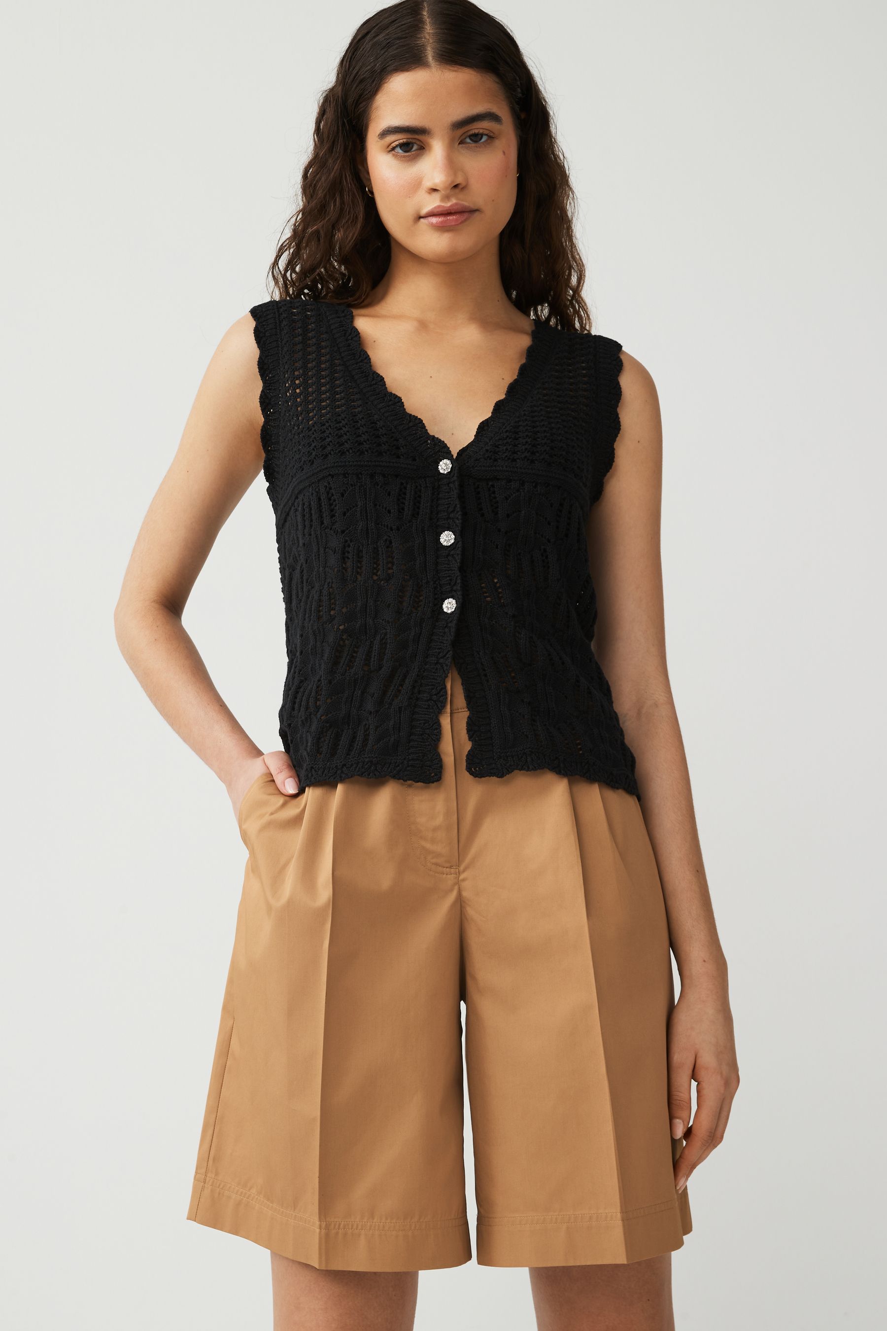 Knee length cotton shorts on sale