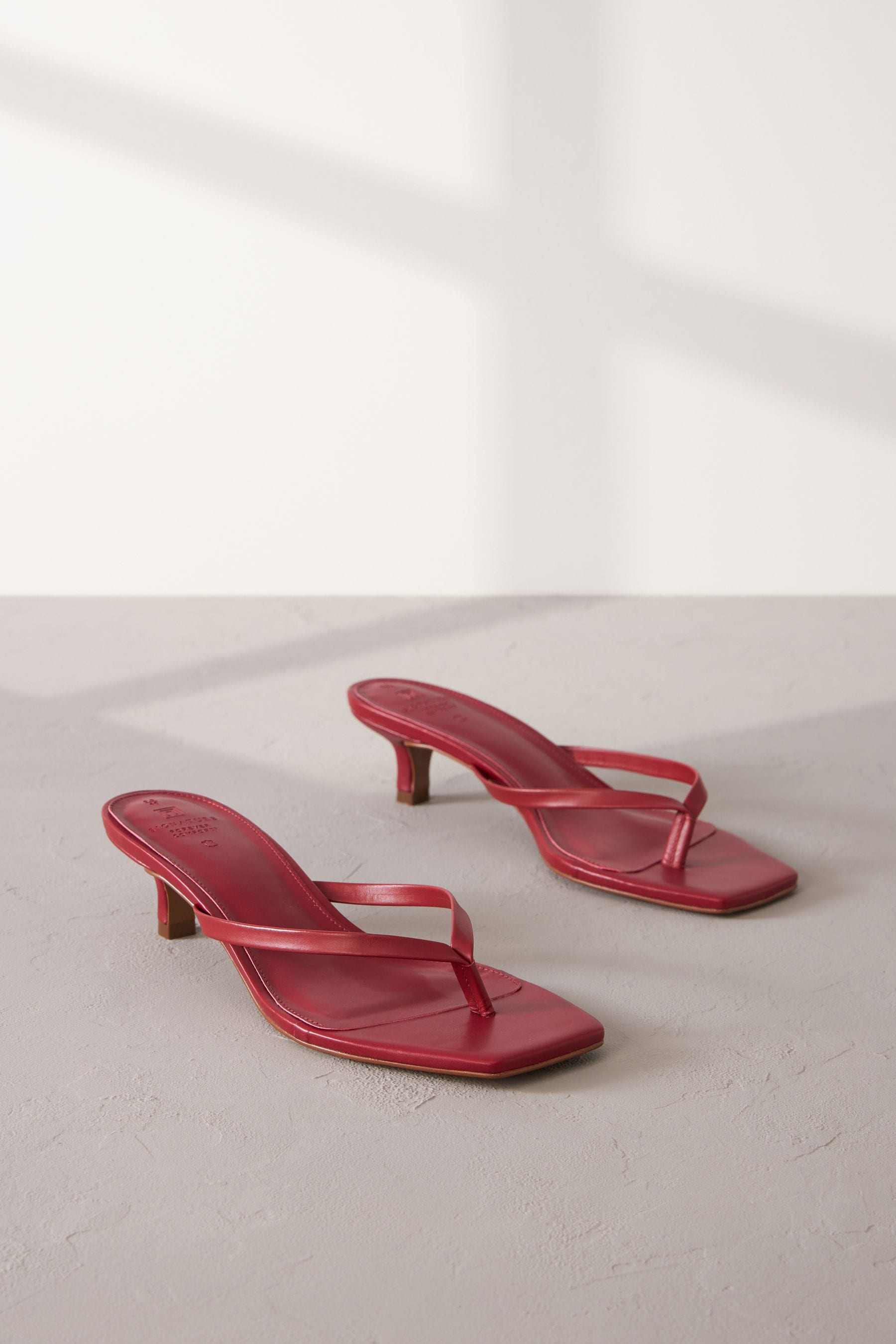 NEXT Red Premium Leather Toe Post Heeled Mules 7 EU 41 Womens