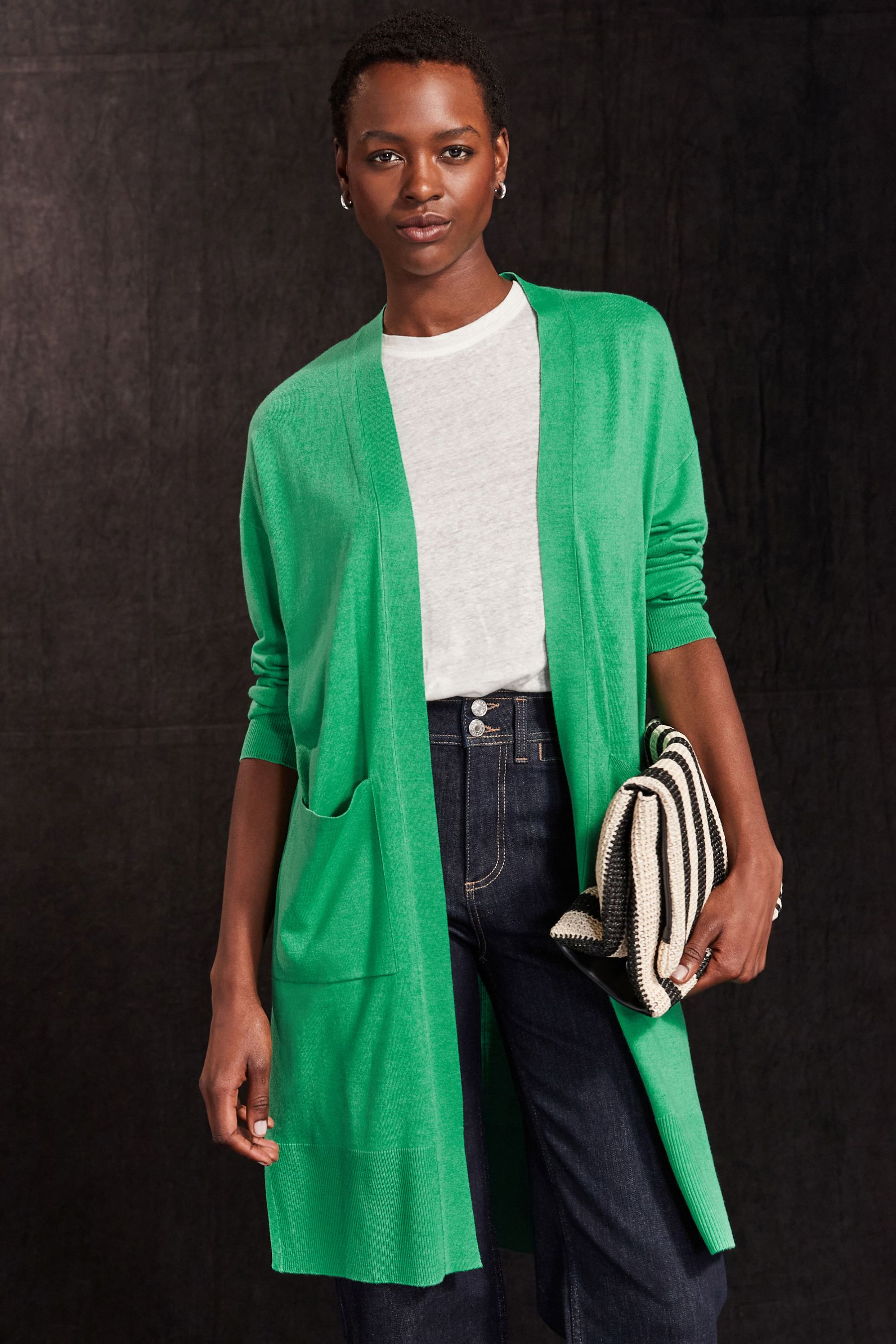Longline green cardigan outlet