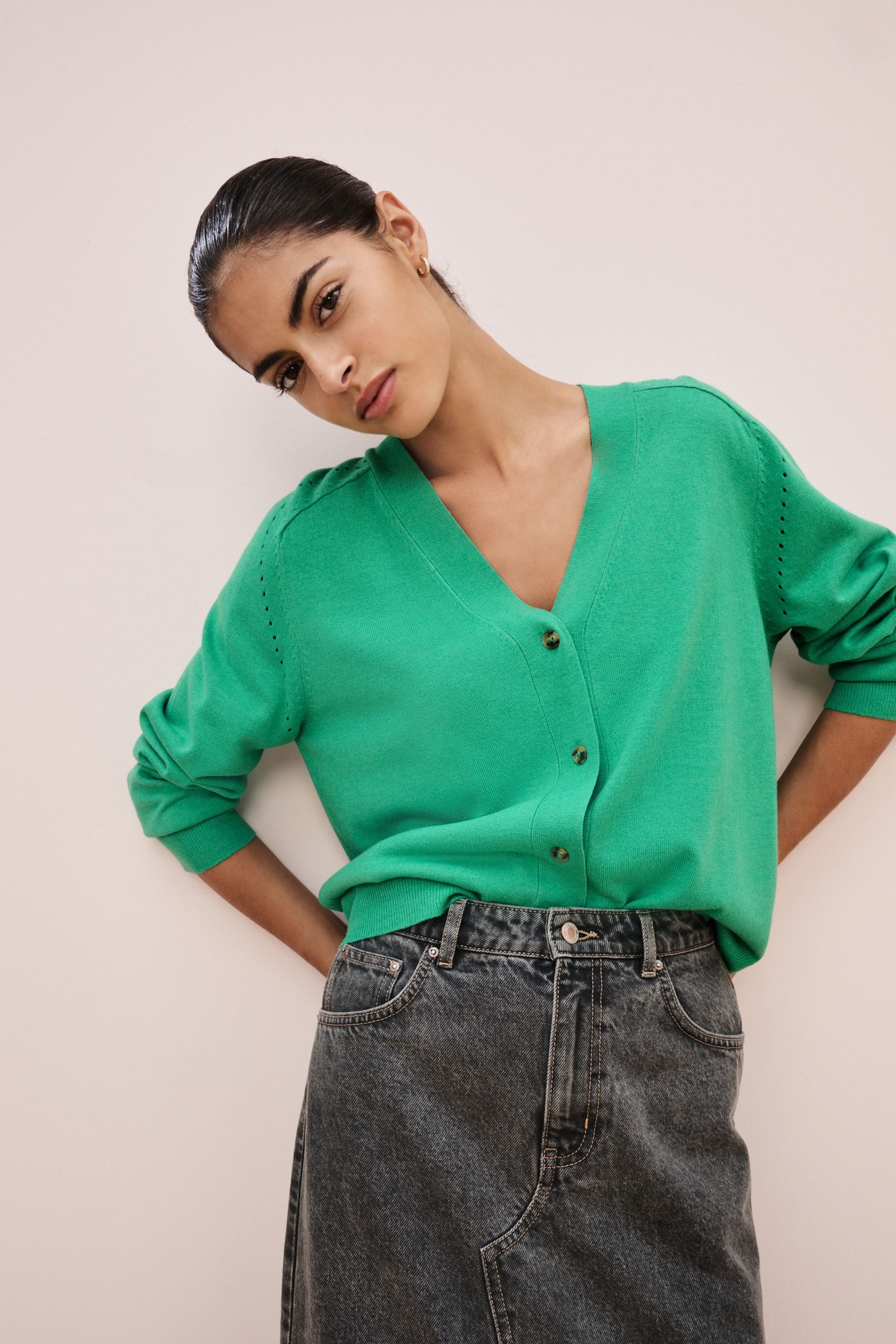 Buy Bright Green Soft Touch Button Up Knitted Cardigan from Next Luxembourg