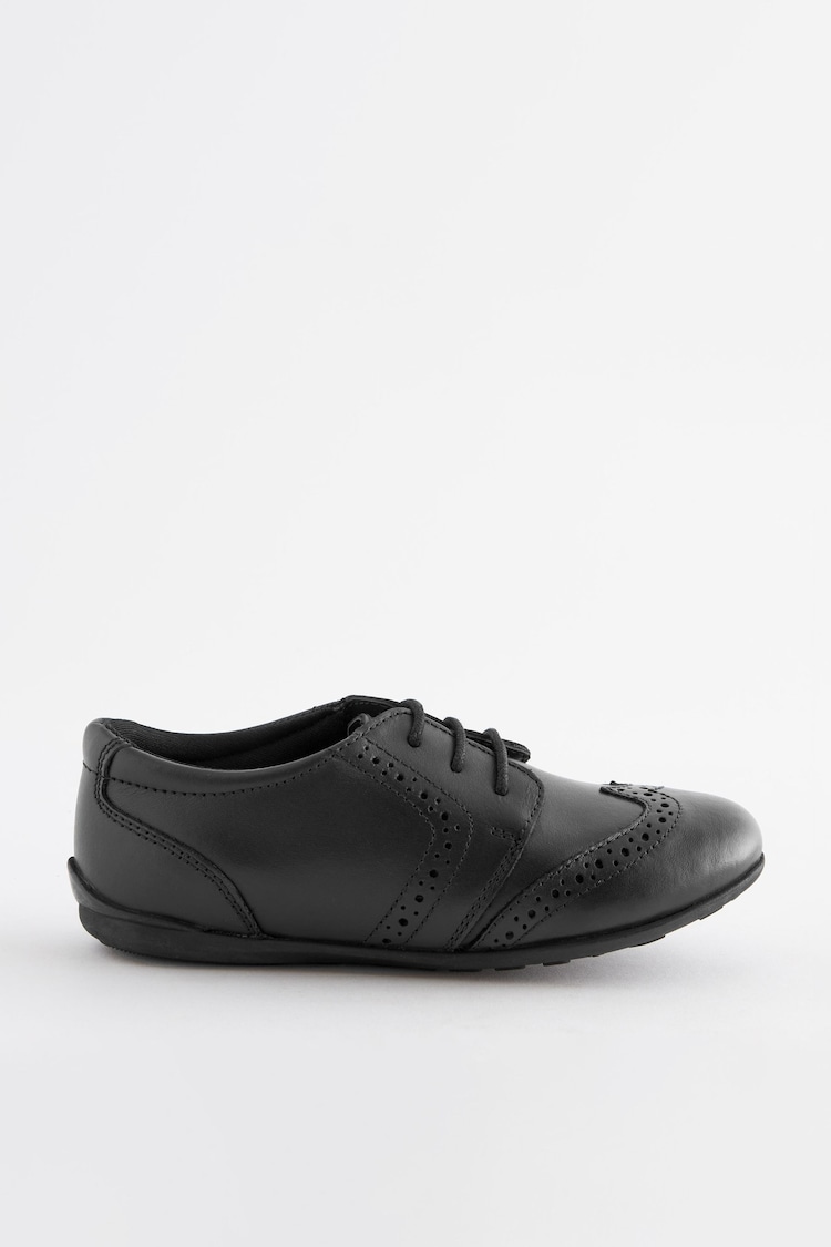 Black Matt Wide Fit (G) School Leather Lace-Up Brogues - Image 2 of 8