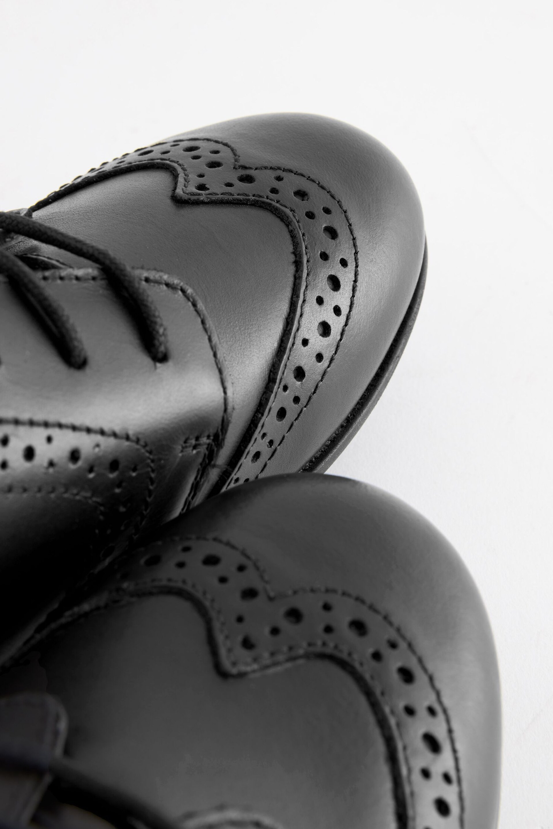 Black Wide Fit (G) School Leather Lace-Up Brogues - Image 4 of 7