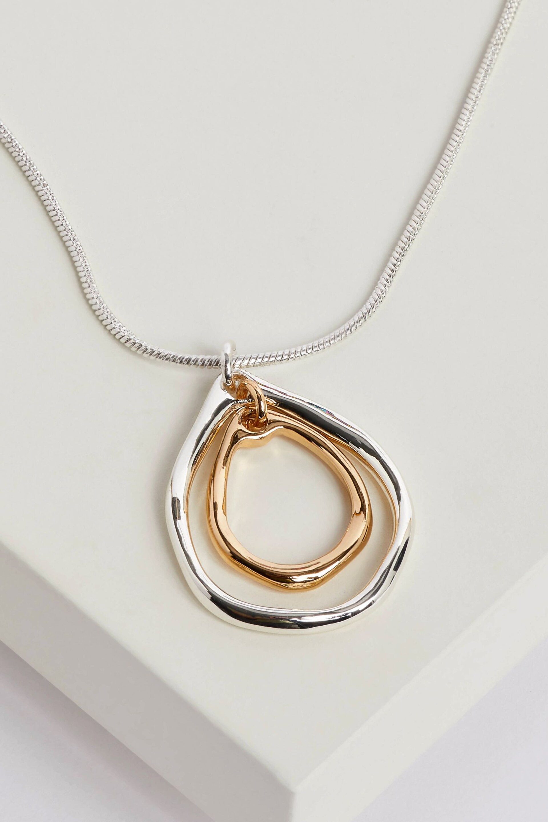 Silver/Gold Tone Recycled Metal Teardrop Necklace - Image 4 of 4