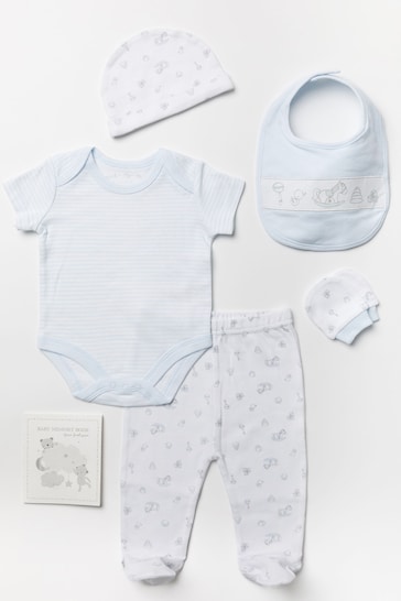 Rock-A-Bye Baby Boutique Blue Toy Print Cotton 6-Piece Baby Gift Set