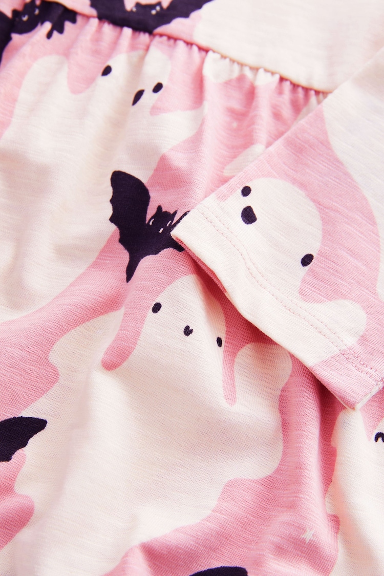 Pink/Cream 100% Cotton Halloween Long Sleeve Jersey Dress (3mths-7yrs) - Image 7 of 7