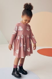 Neutral 100% Cotton Long Sleeve Jersey Dress (3mths-7yrs) - Image 2 of 6