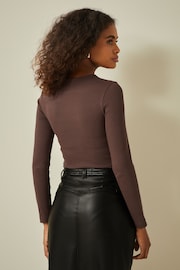 Chocolate Brown Cut-Out Bodysuit - Image 3 of 6