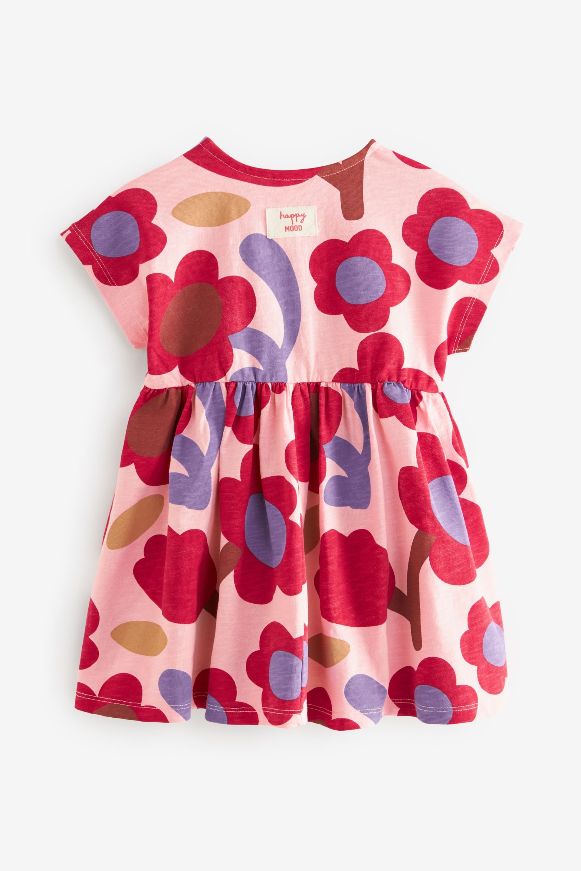 Pink/Tan Brown Button Front Jersey Dress (3mths-7yrs) - Image 6 of 7