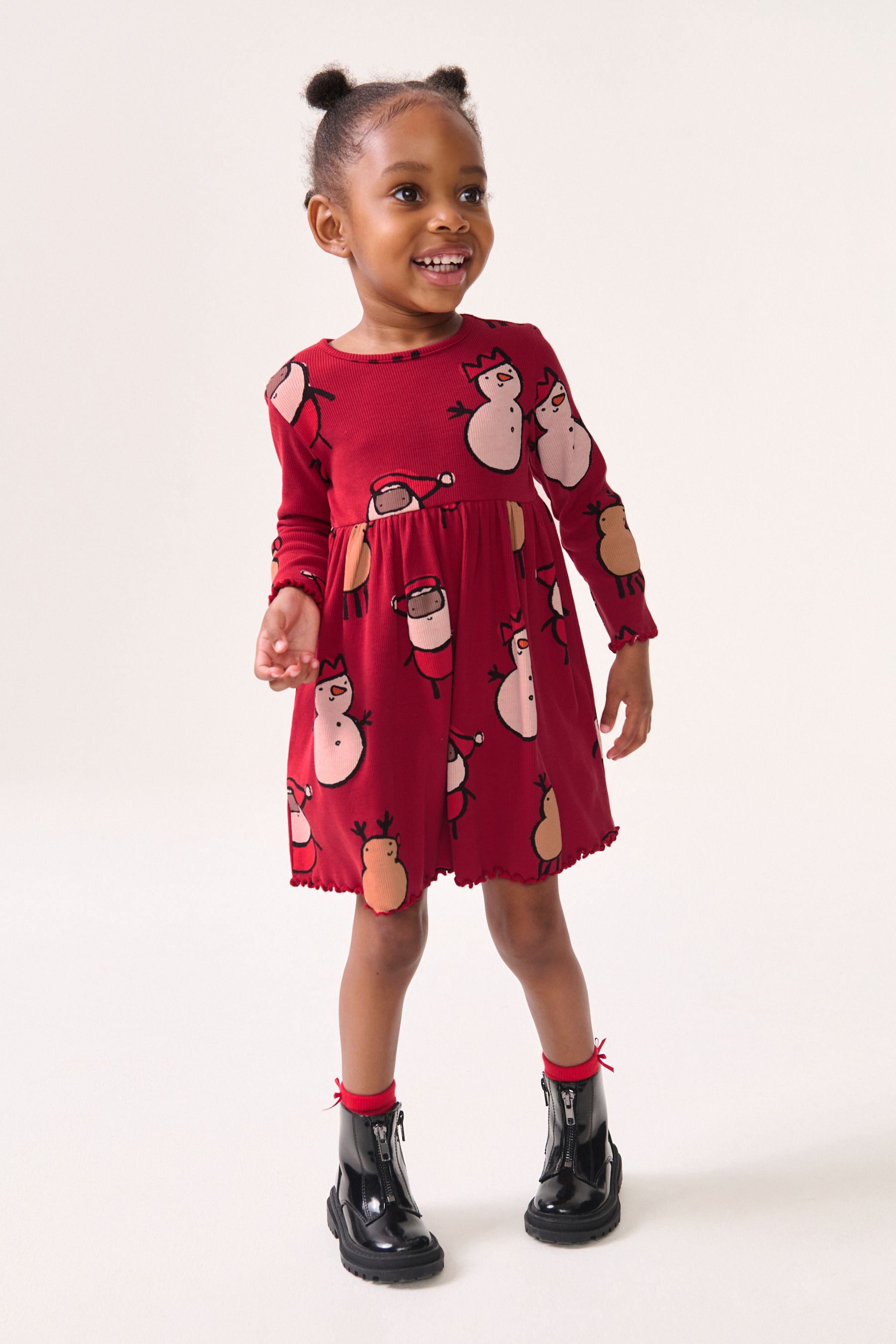 Red Long Sleeve Jersey 100 Cotton Christmas Dress 3mths 7yrs