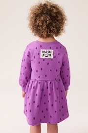 Purple Long Sleeve Sweat Dress (3mths-7yrs) - Image 3 of 7