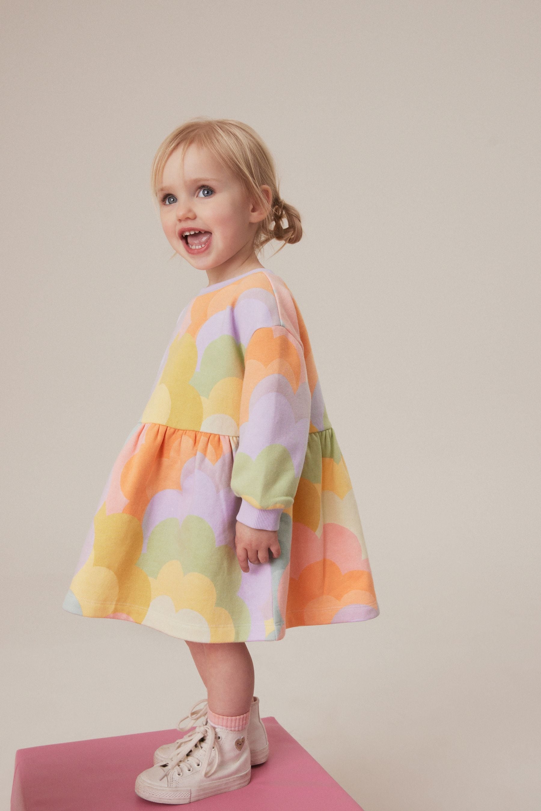 Lilac Rainbow Long Sleeve Jumper Dress 3mths 7yrs