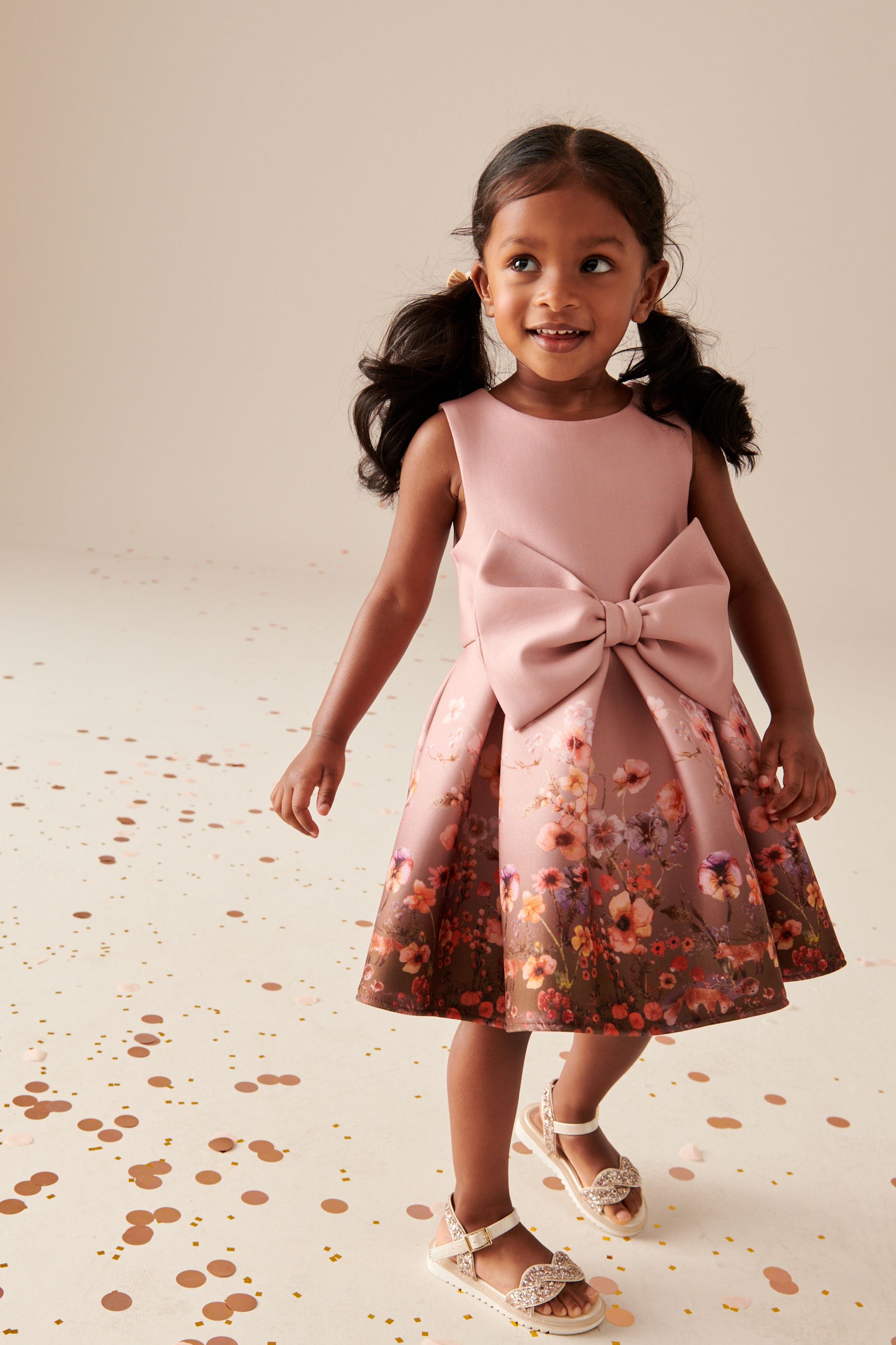 Nude Bow Party Dress 3mths 7yrs