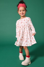 Ecru White 100% Cotton Long Sleeve Jersey Dress (3mths-7yrs) - Image 2 of 7