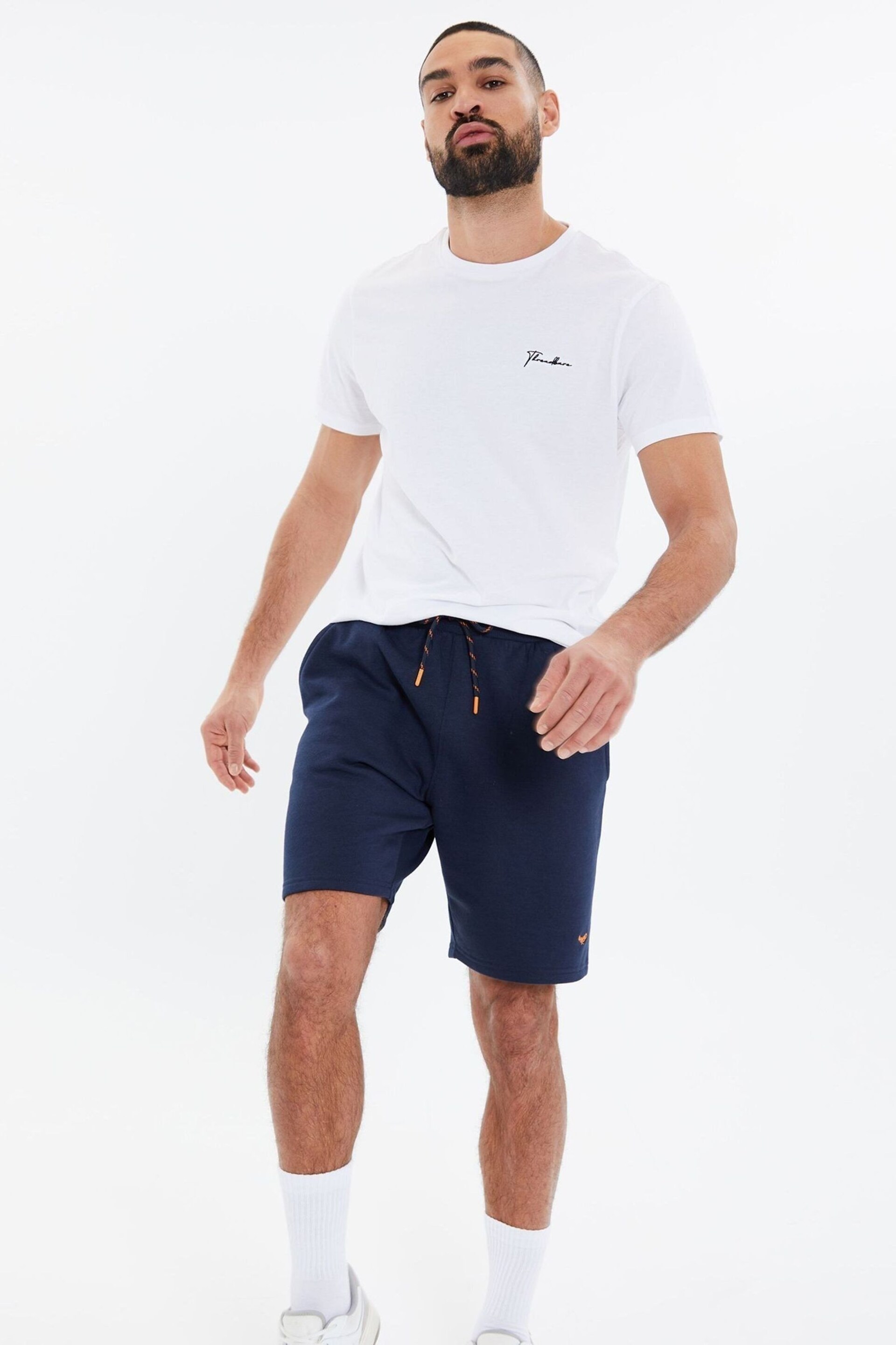 Threadbare Navy Basic Fleece Shorts - Image 1 of 4