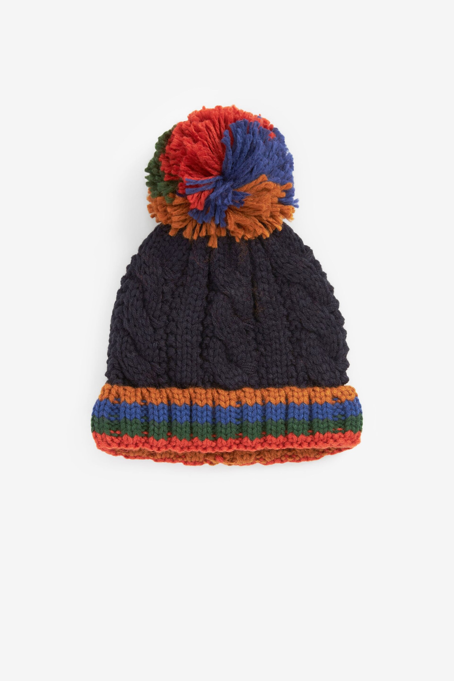 Navy Blue Stripe Pom Hat (3mths-10yrs) - Image 1 of 2