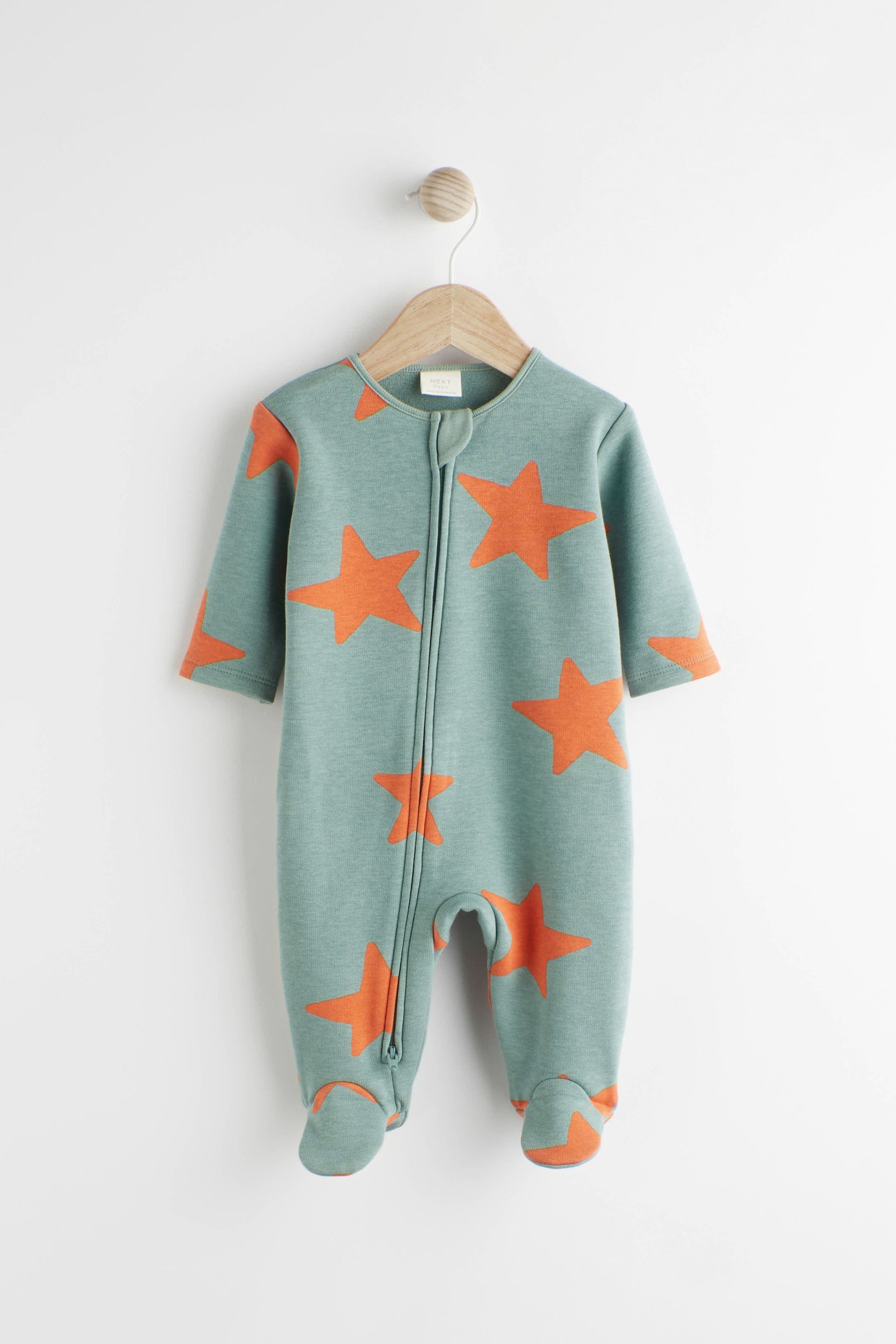 Teal Blue Fleece Lined Baby Sleepsuit - Image 4 of 10