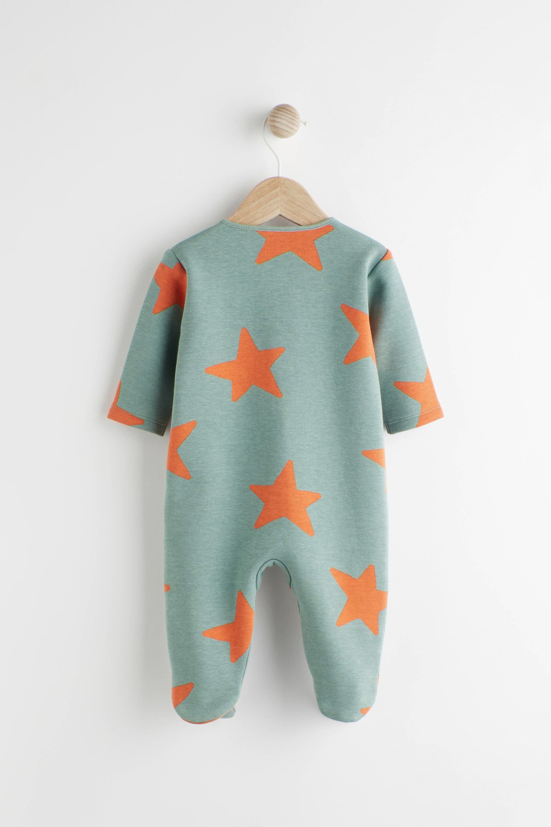 Teal Blue Fleece Lined Baby Sleepsuit - Image 5 of 10