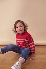 Red/Tan Brown Stripe Crew Neck Knitted Jumper (3mths-7yrs) - Image 2 of 8