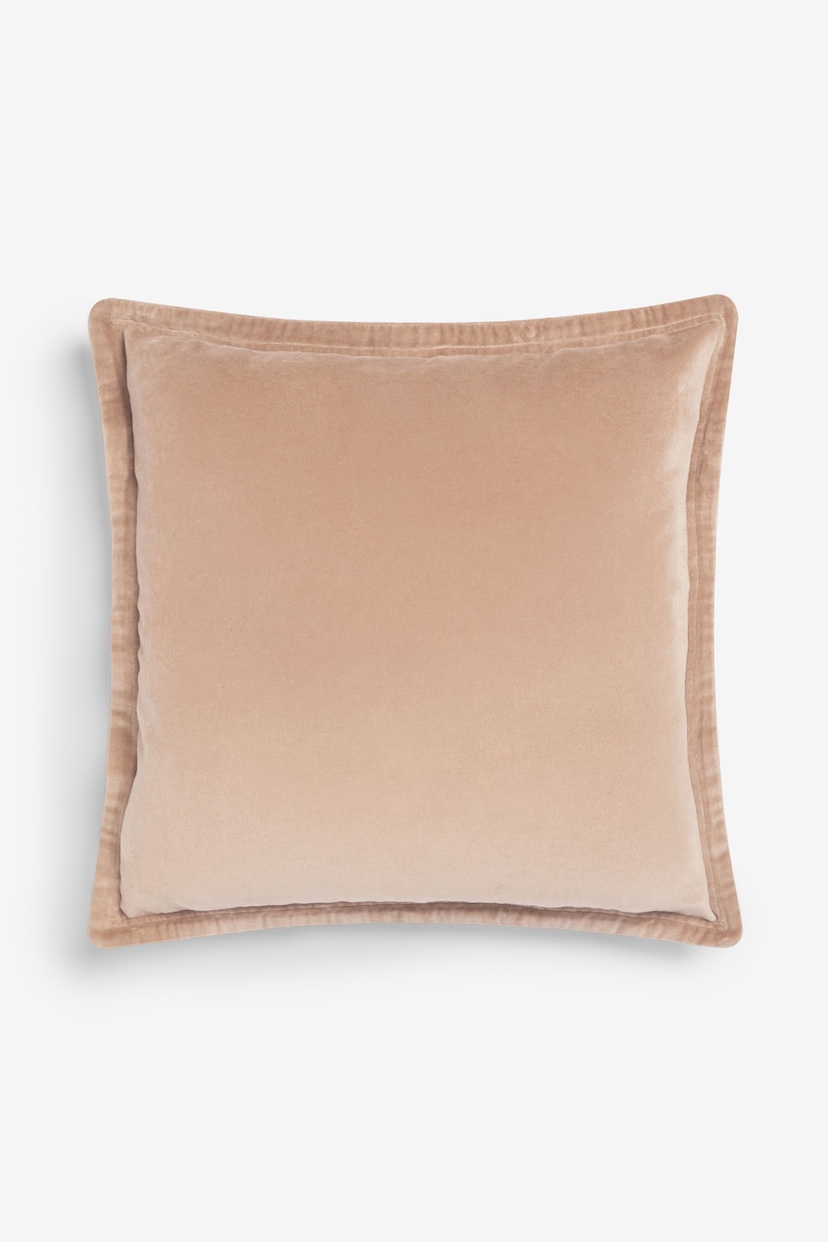 French Connection Toasted Almond Washed Velvet Cushion - Image 2 of 4