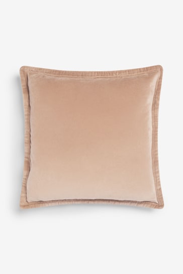 French Connection Coffee Washed Velvet Cushion