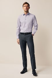 Lilac Purple Regular Fit Single Cuff Easy Care Textured Shirt - Image 2 of 9