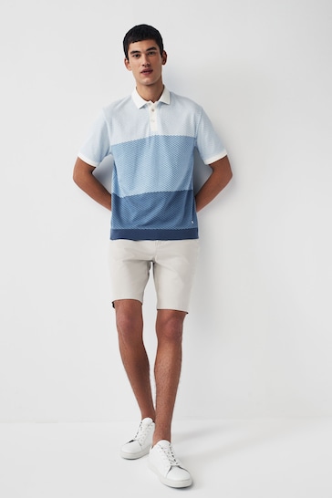 Blue Textured Colour Block Polo Shirt