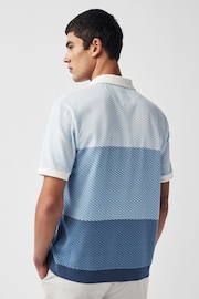 Blue Textured Colour Block Polo Shirt - Image 2 of 7