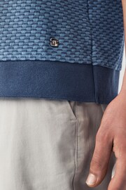 Blue Textured Colour Block Polo Shirt - Image 4 of 7