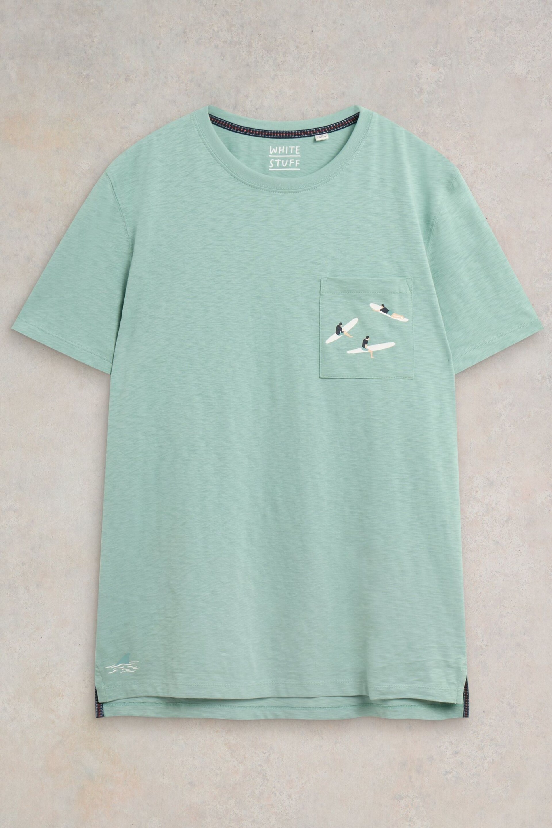White Stuff Green Shark Pocket Graphic T-Shirt - Image 5 of 7