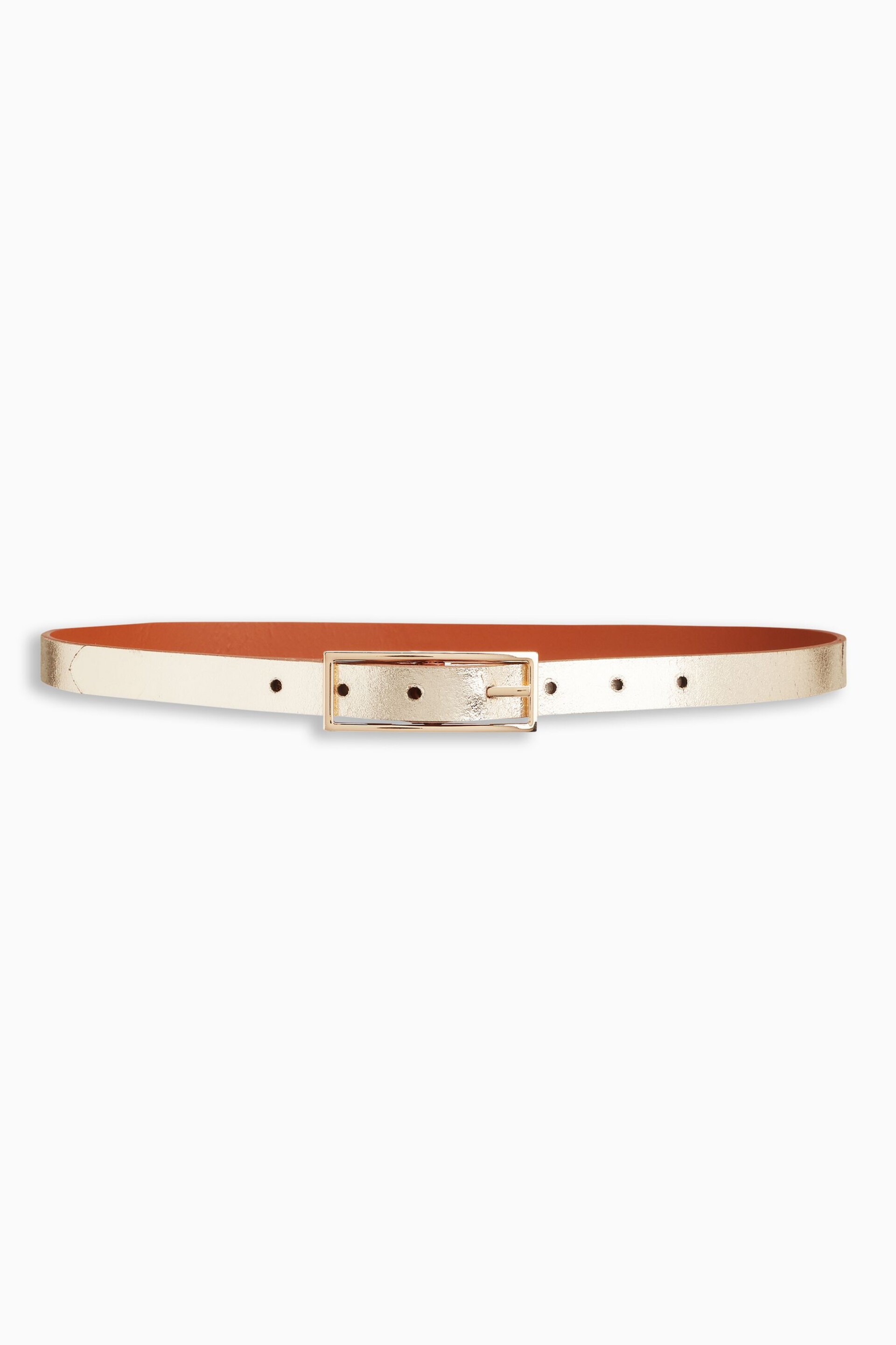Tan/Gold Leather Reversible Jeans Belt - Image 3 of 6
