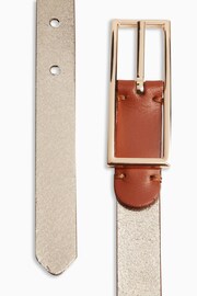 Tan/Gold Leather Reversible Jeans Belt - Image 4 of 6