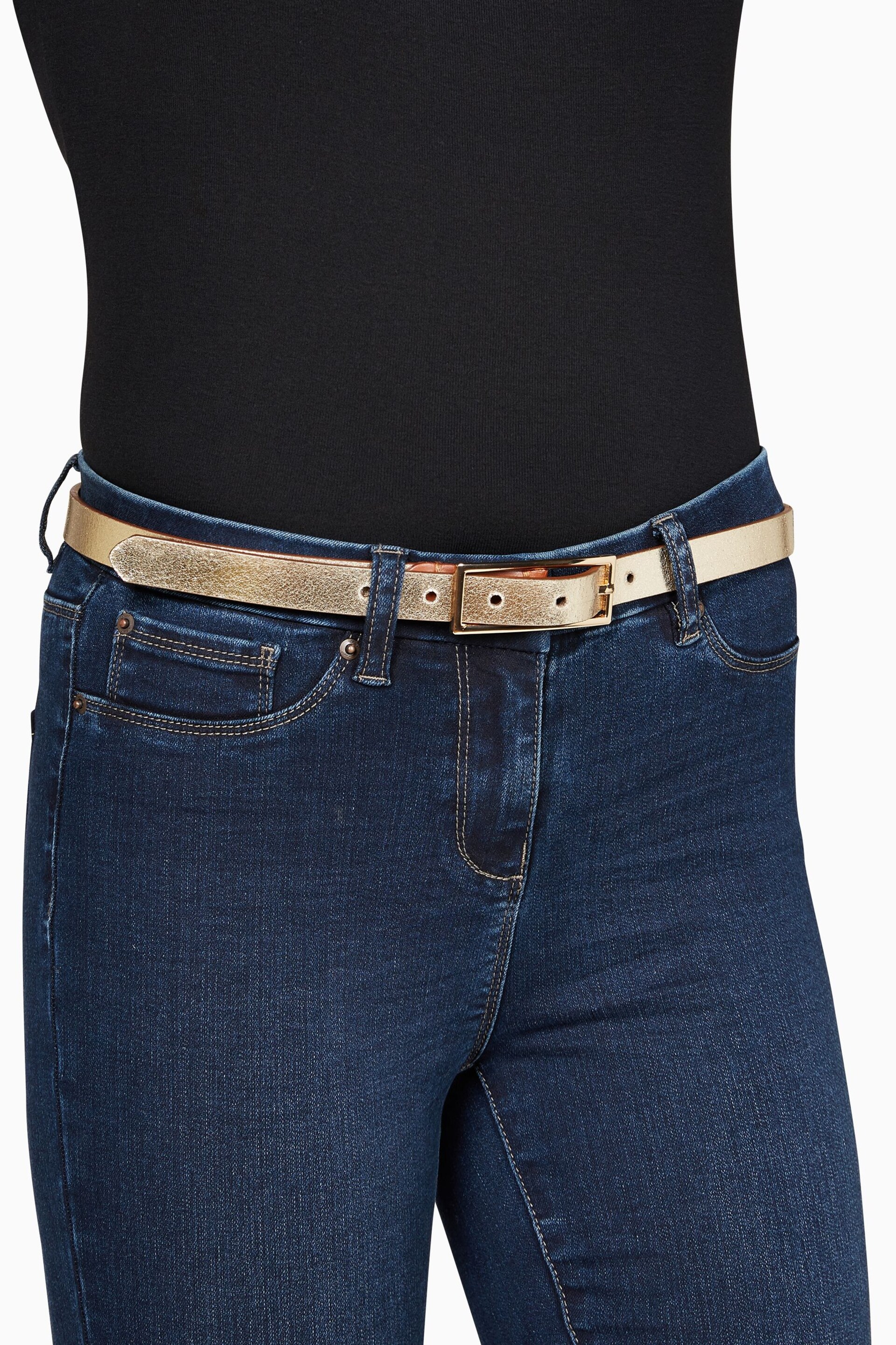 Tan/Gold Leather Reversible Jeans Belt - Image 6 of 6